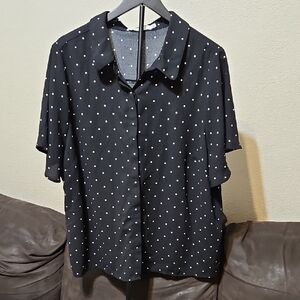 JustFab Black Polka Dot Blouse